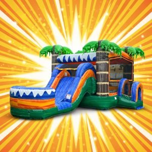 4 in 1 Tropical Lagoon Combo bounce house with slide (Wet/Dry)